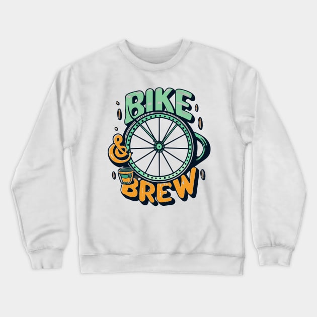 Bike and Brew Crewneck Sweatshirt by nefuku